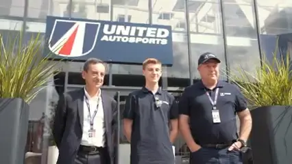 Josh Pierson in front of the United Autosports building.